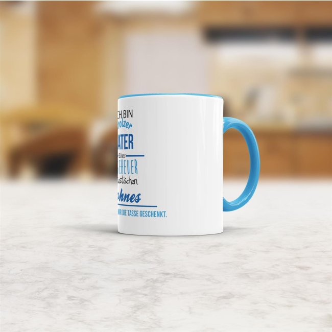 Tasse Stolzer Vater - Innen &amp; Henkel Blau