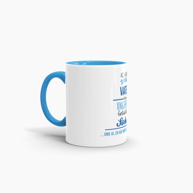 Tasse Stolzer Vater - Innen &amp; Henkel Blau