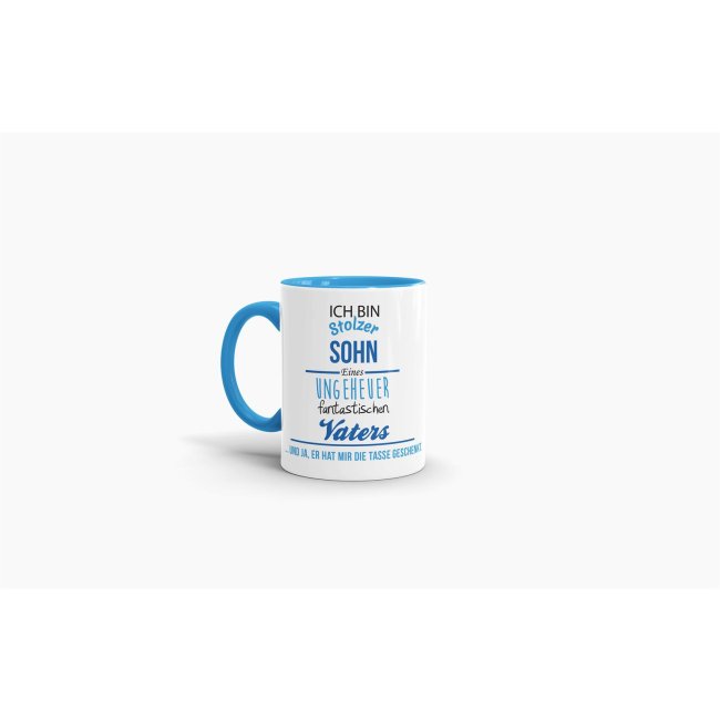 Tasse Stolzer Sohn - Innen &amp; Henkel Hellblau