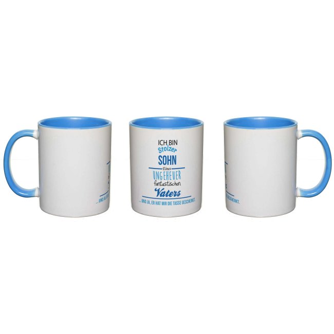 Tasse Stolzer Sohn - Innen &amp; Henkel Hellblau