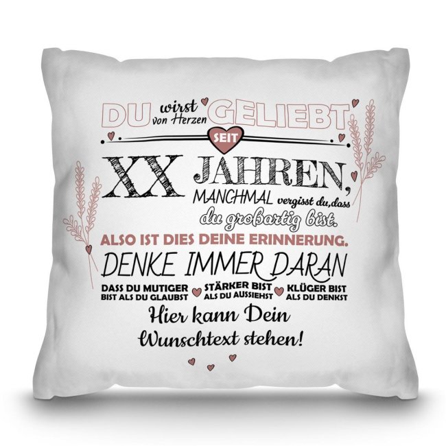 Geburtstagskissen mit Spruch, Wunschtext &amp; Zahl