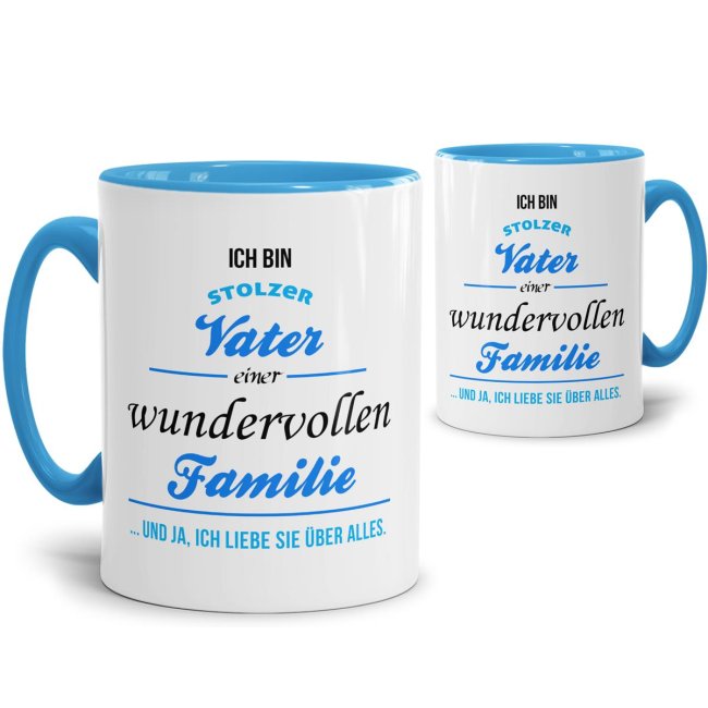 Tasse Stolzer Vater - Innen &amp; Henkel Blau