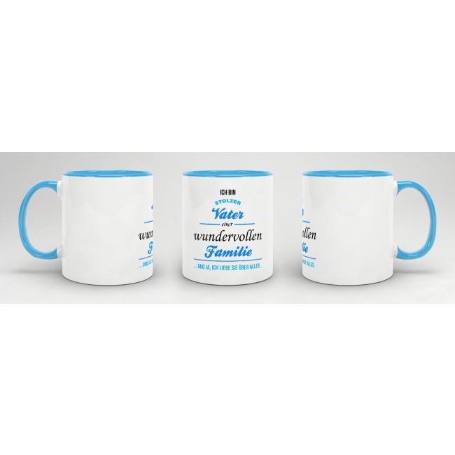 Tasse Stolzer Vater - Innen &amp; Henkel Blau