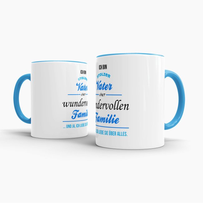 Tasse Stolzer Vater - Innen &amp; Henkel Blau