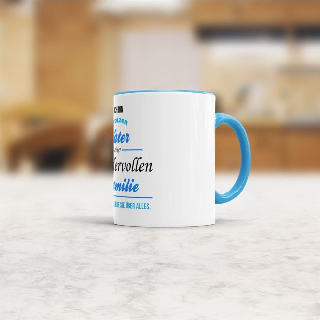 Tasse Stolzer Vater - Innen &amp; Henkel Blau