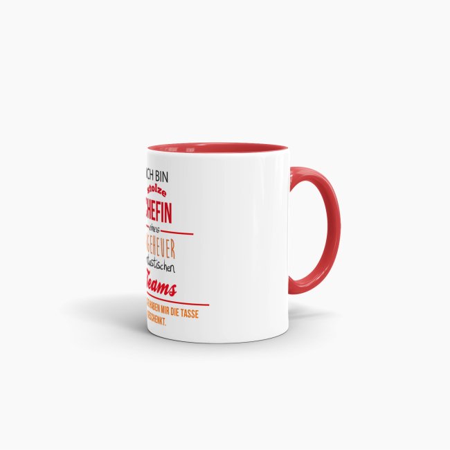 Tasse Stolze Chefin - Rot/Orange - Keramik Innen &amp; Henkel Rot