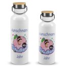 Trinkflasche mit Bambusdeckel zur Einschulung - mit Foto,...