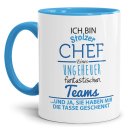 Tasse Stolzer Chef - Keramik Innen &amp; Henkel Hellblau