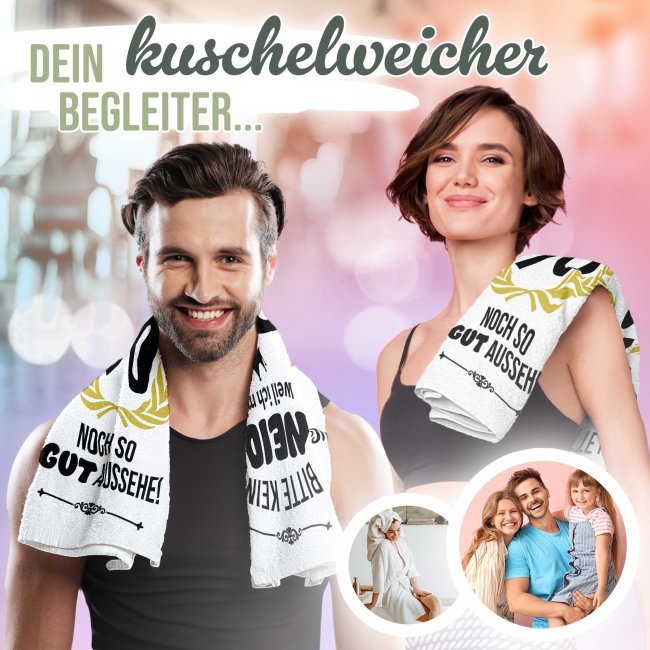 Handtuch mit Spruch - Bitte kein Neid - 90 Jahre - in zwei Gr&ouml;&szlig;en