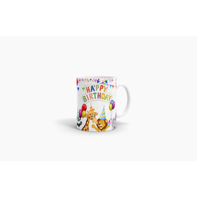 Tasse Happy Birthday Panda, Giraffe, L&ouml;we &amp; Elefant