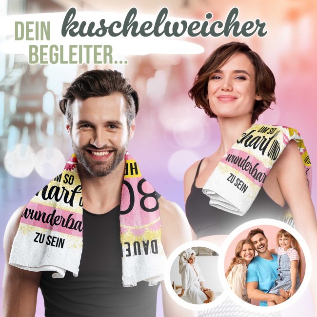 Handtuch mit Spruch - Es dauerte 80 Jahre - in zwei Gr&ouml;&szlig;en