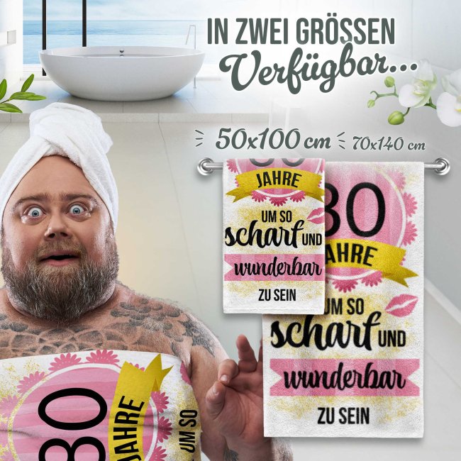 Handtuch mit Spruch - Es dauerte 80 Jahre - in zwei Gr&ouml;&szlig;en