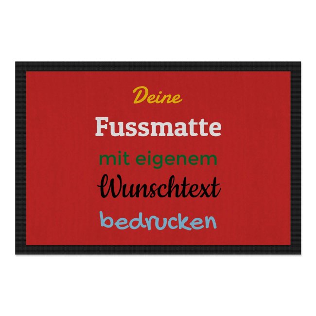 Personalisierte Fu&szlig;matte - mit 5 Zeilen Wunschtext selbst gestalten - 60 x 40 cm rot