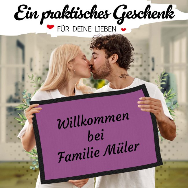 Personalisierte Fu&szlig;matte - mit 5 Zeilen Wunschtext selbst gestalten - 60 x 40 cm rot