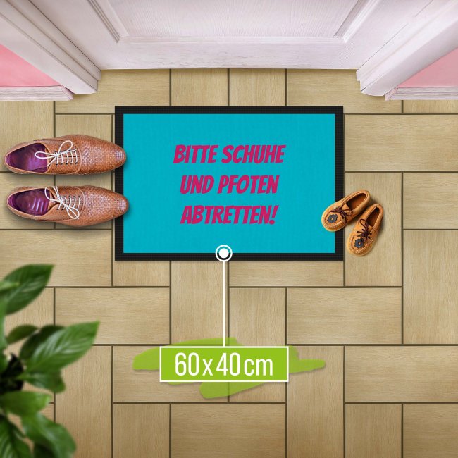 Personalisierte Fu&szlig;matte - mit 5 Zeilen Wunschtext selbst gestalten - 60 x 40 cm rot