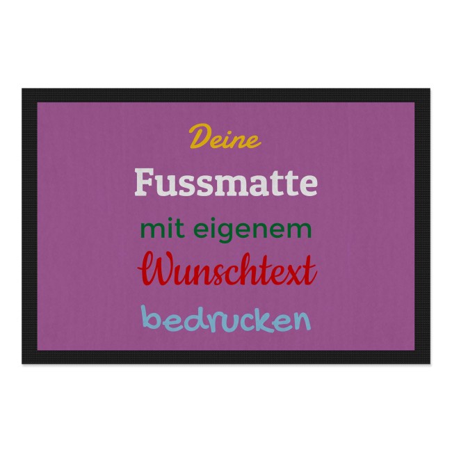 Personalisierte Fu&szlig;matte - mit 5 Zeilen Wunschtext selbst gestalten - 90 x 60 cm lila