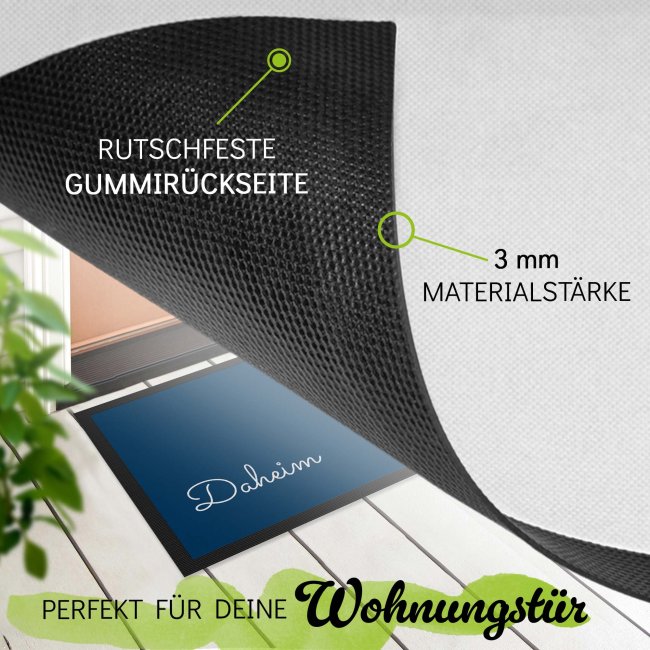 Personalisierte Fu&szlig;matte - mit 5 Zeilen Wunschtext selbst gestalten - 60 x 40 cm dunkelblau