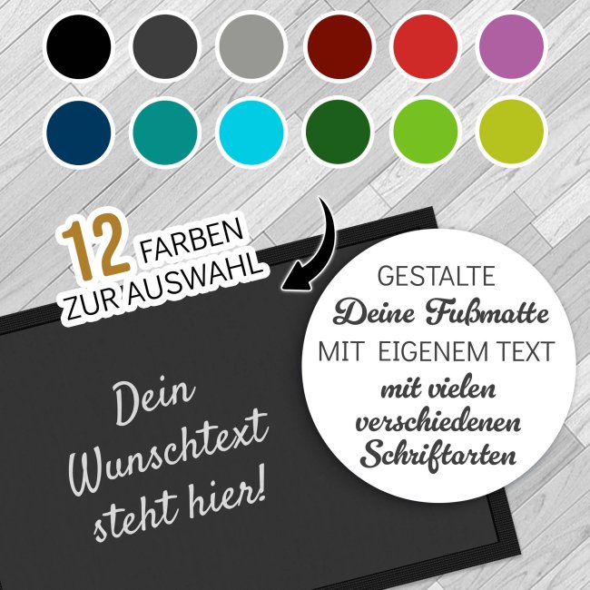 Personalisierte Fu&szlig;matte - mit 5 Zeilen Wunschtext selbst gestalten - 60 x 40 cm dunkelblau
