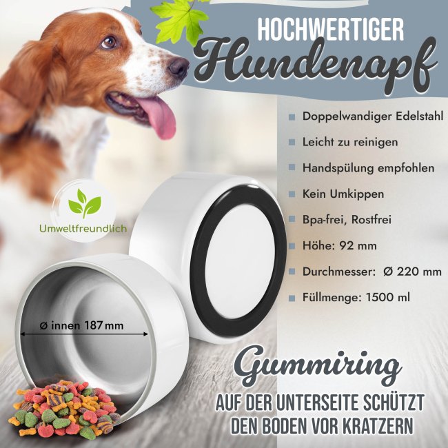 Hundenapf mit Collage f&uuml;r 4 Fotos &amp; Text - Edelstahl 1500 ml