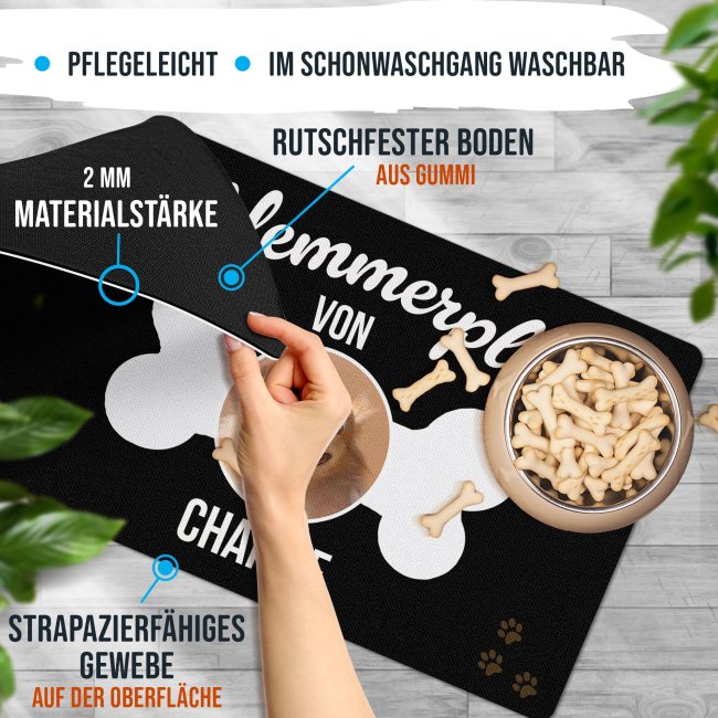 Napfunterlage f&uuml;r Hunde - mit Foto &amp; Name personalisieren - Schlemmerplatz - 60 x 35 cm