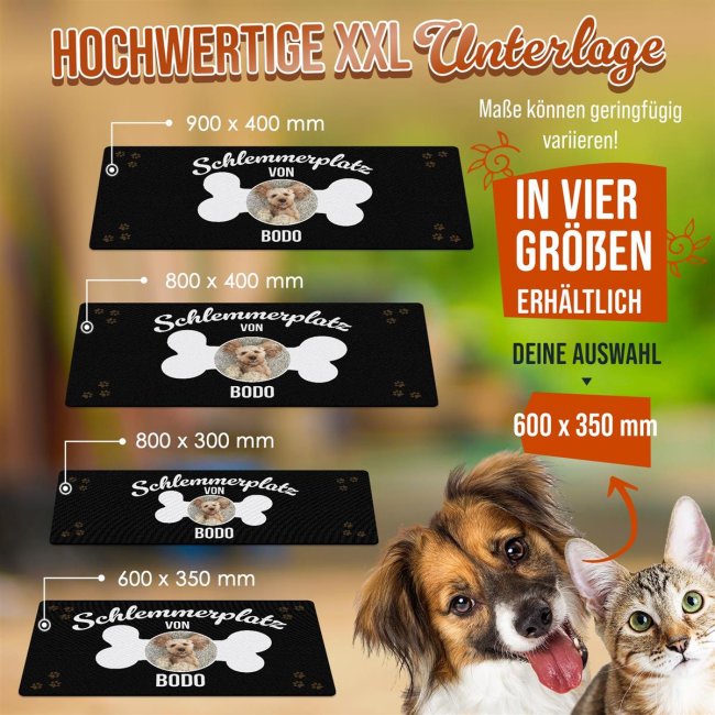 Napfunterlage f&uuml;r Hunde - mit Foto &amp; Name personalisieren - Schlemmerplatz - 60 x 35 cm