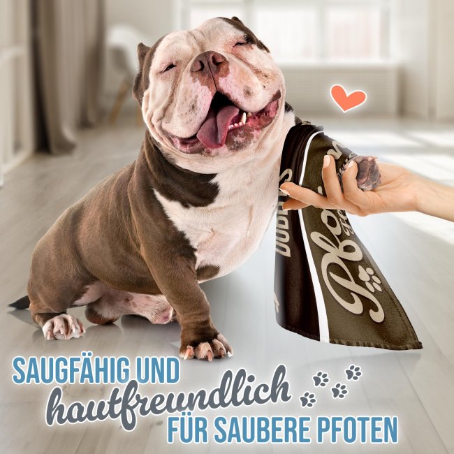 Pfotenhandtuch f&uuml;r Tiere - Pfotenhandtuch - mit Name - in 5 Farben