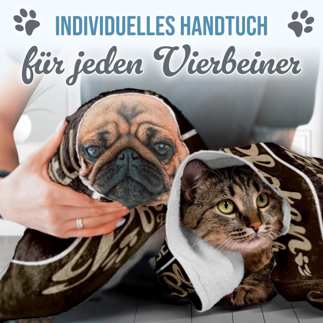 Pfotenhandtuch f&uuml;r Tiere - Pfotenhandtuch - mit Name - in 5 Farben