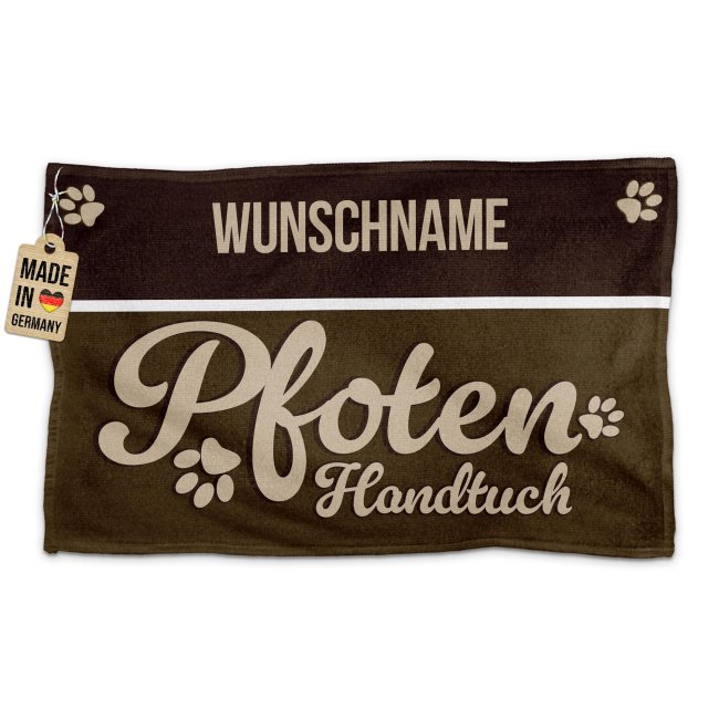 Pfotenhandtuch f&uuml;r Tiere - Pfotenhandtuch - mit Name - in 5 Farben
