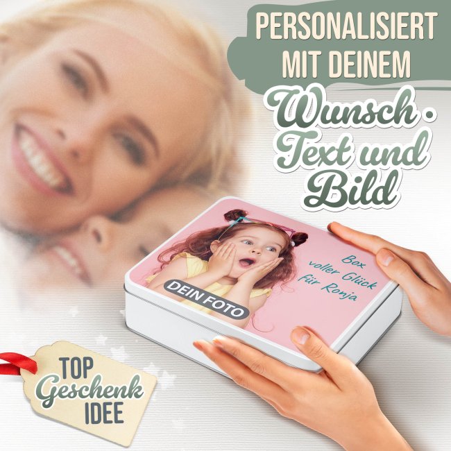 Geschenkdose mit Foto &amp; Text selbst gestalten - in drei Gr&ouml;&szlig;en