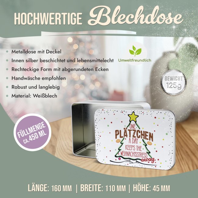 Weihnachtspl&auml;tzchen-Dose - one Pl&auml;tzchen a day - 450 ml