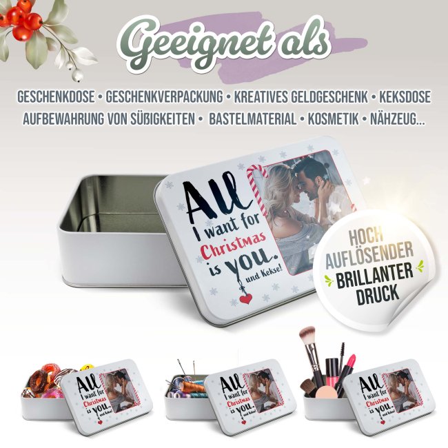 Weihnachtsdose - All I want - mit Foto - 2500 ml
