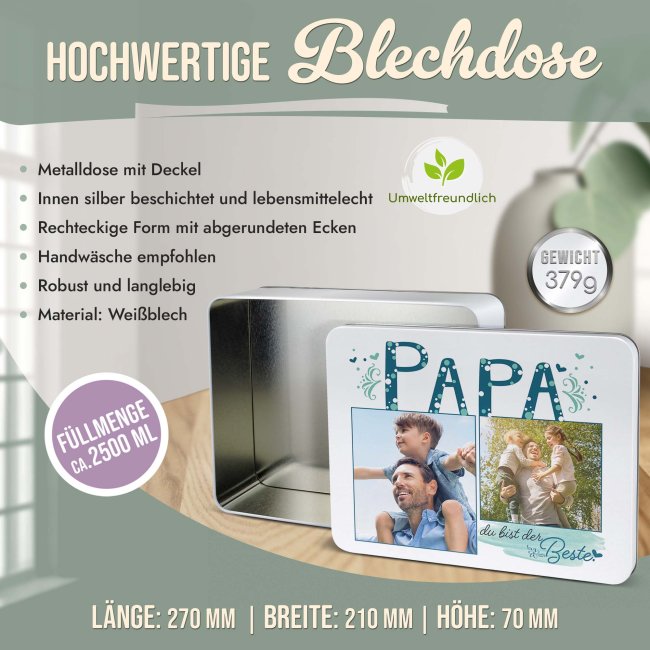 Geschenkdose - Du bist der Beste Papa - mit Fotos - 2500 ml