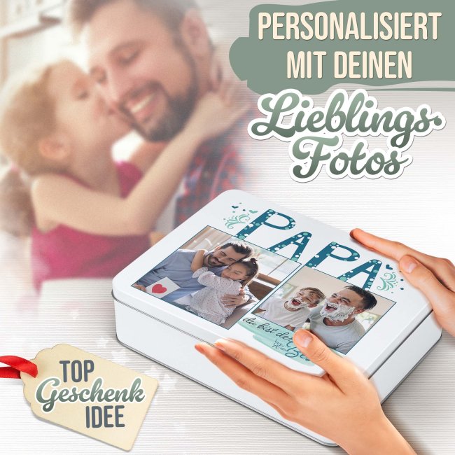 Geschenkdose - Du bist der Beste Papa - mit Fotos - 2500 ml