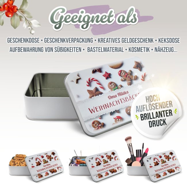 Pl&auml;tzchendose - Weihnachtsb&auml;ckerei - mit Name - 2500 ml