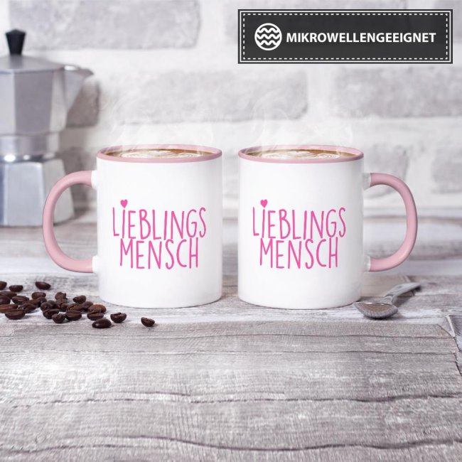 Tasse Lieblingsmensch - Innen und Henkel Rosa