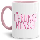 Tasse Lieblingsmensch - Innen und Henkel Rosa