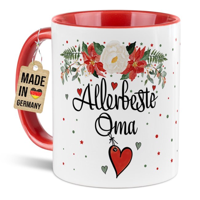 Weihnachtstasse f&uuml;r Oma - Innen &amp; Henkel Rot