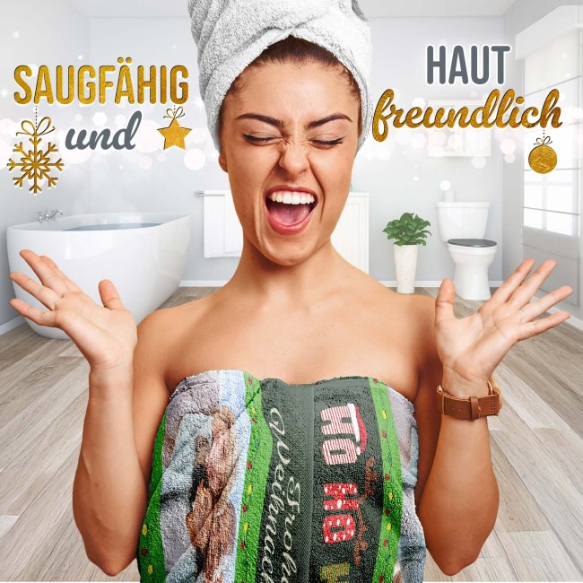 Weihnachts-Handtuch mit Foto - Ho Ho Ho - 70 x 140 cm