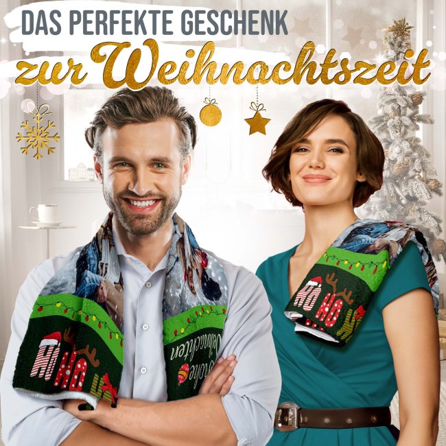 Weihnachts-Handtuch mit Foto - Ho Ho Ho - 70 x 140 cm