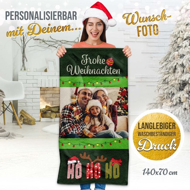 Weihnachts-Handtuch mit Foto - Ho Ho Ho - 70 x 140 cm