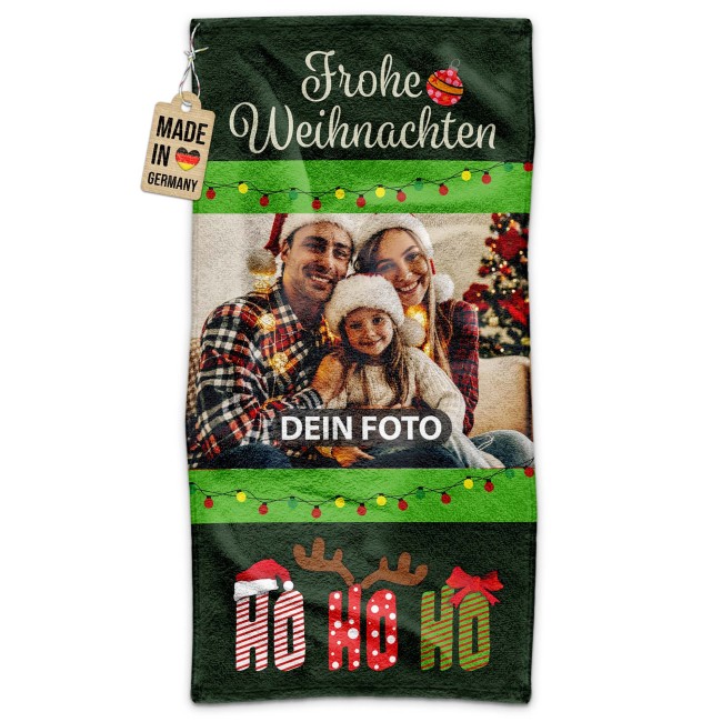 Weihnachts-Handtuch mit Foto - Ho Ho Ho - 70 x 140 cm