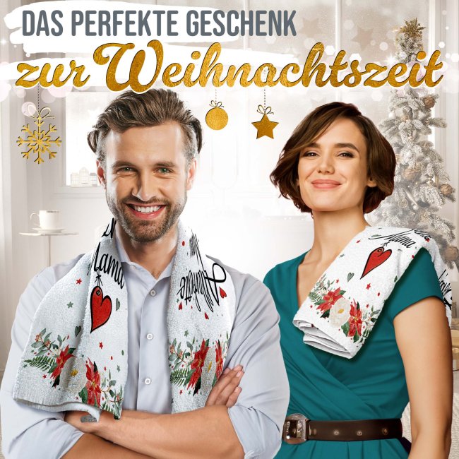 Weihnachtliches Handtuch f&uuml;r Mama - in drei Gr&ouml;&szlig;en