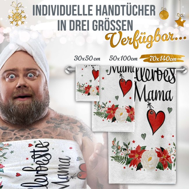 Weihnachtliches Handtuch f&uuml;r Mama - in drei Gr&ouml;&szlig;en