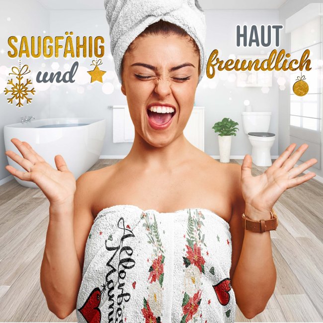 Weihnachtliches Handtuch f&uuml;r Mama - in drei Gr&ouml;&szlig;en