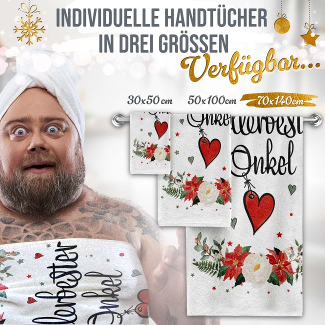 Weihnachtliches Handtuch f&uuml;r den Onkel - in drei Gr&ouml;&szlig;en