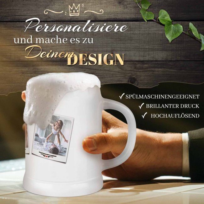 Personalisierter Bierkrug mit Fotos - Schei&szlig; auf Vatertag, ich liebe dich jeden Tag - Keramik