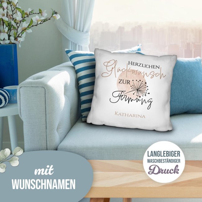 Personalisiertes Kissen zur Firmung - Herzlichen Gl&uuml;ckwunsch - mit Name