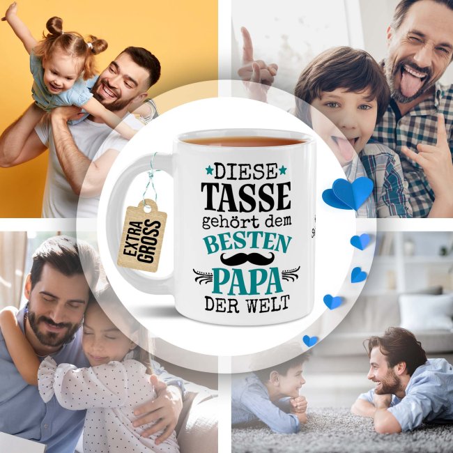 Personalisierte XXL-Tasse - Diese Tasse geh&ouml;rt dem besten Papa - mit Name, 500 ml