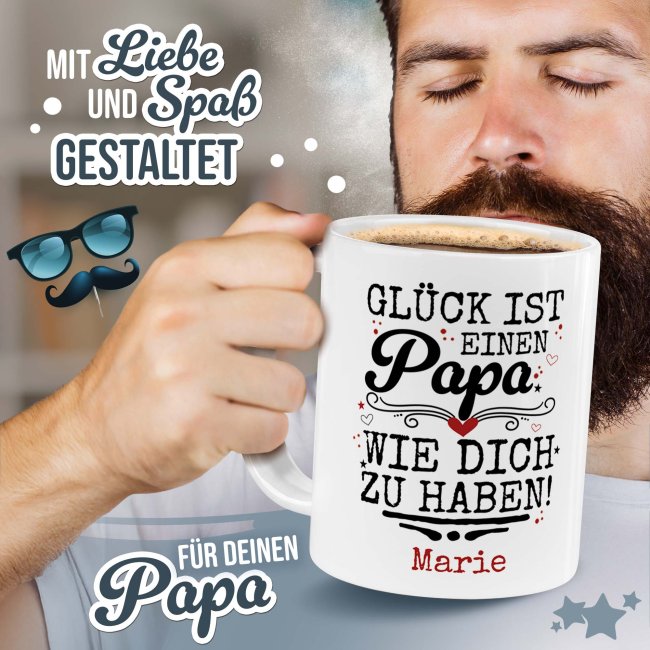 Personalisierte XXL-Tasse - Gl&uuml;ck ist einen Papa wie dich zu haben - mit Name, 500 ml