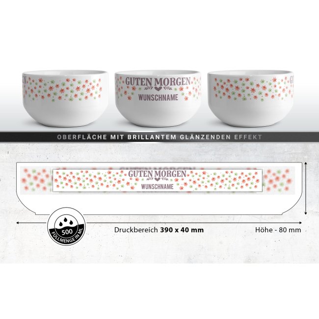 M&uuml;slischale - Guten Morgen - mit Name - 500 ml
